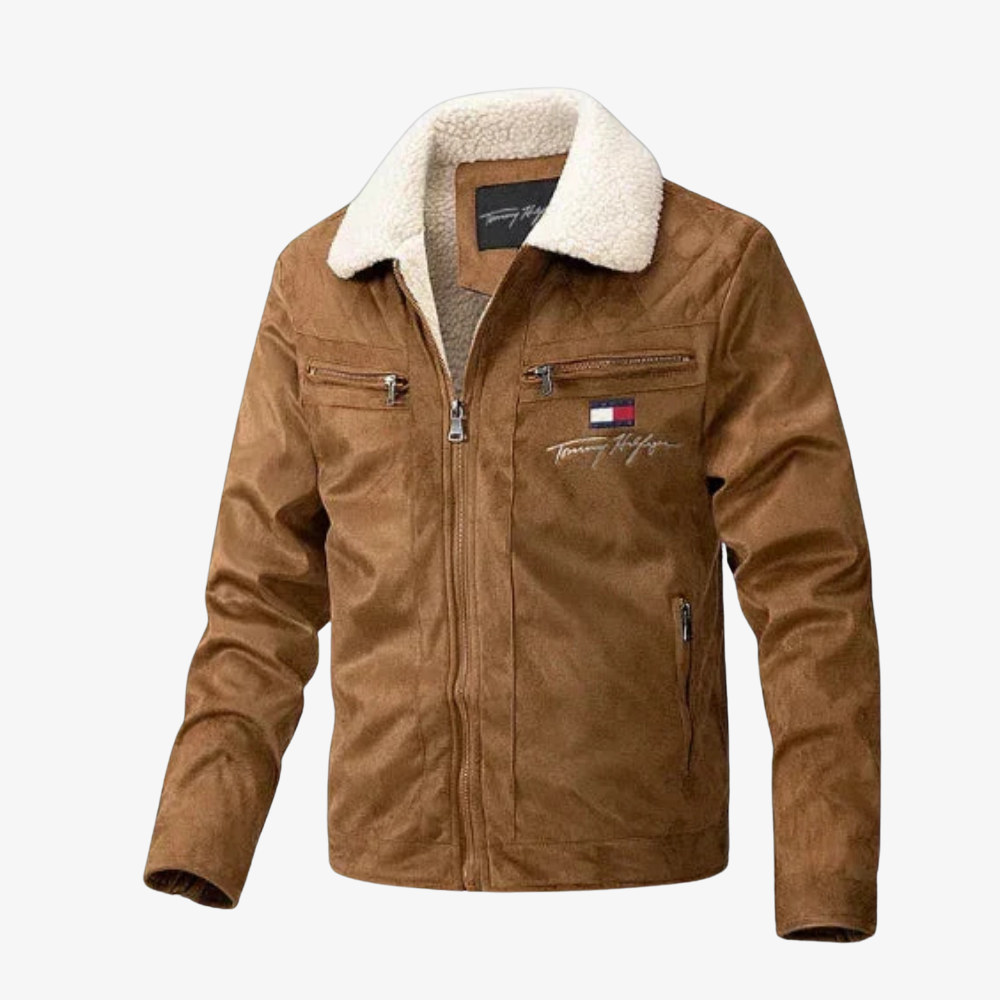 OUTLET™ Suede Jacket with Fur Collar
